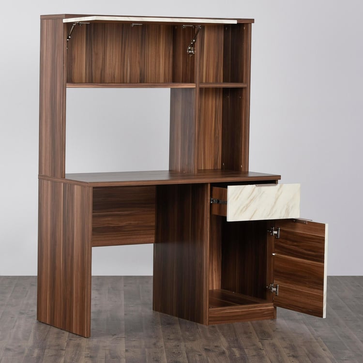 Antonio Study Desk with Cabinet - Brown and White