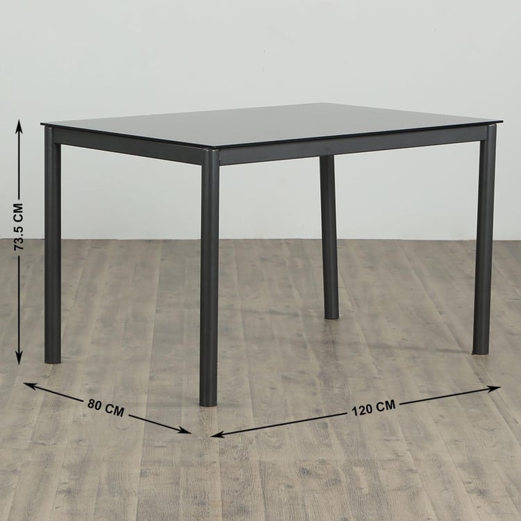 Allen Glass Top 4-Seater Dining Table - Black
