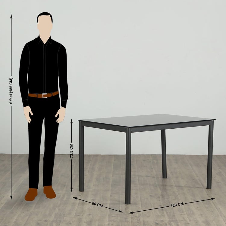 Allen Glass Top 4-Seater Dining Table - Black