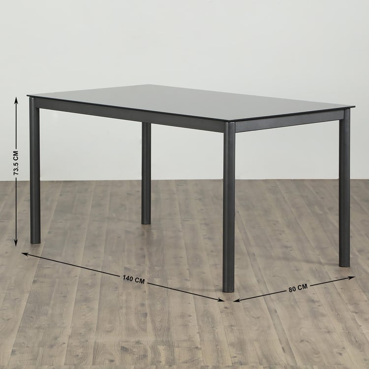 Allen Glass Top 6-Seater Dining Table - Black