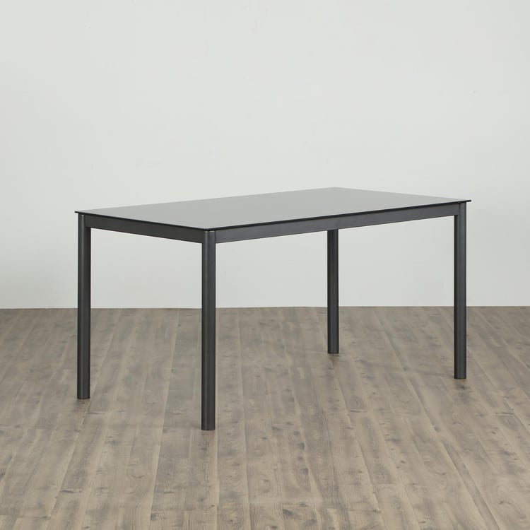 Allen Glass Top 6-Seater Dining Table - Black