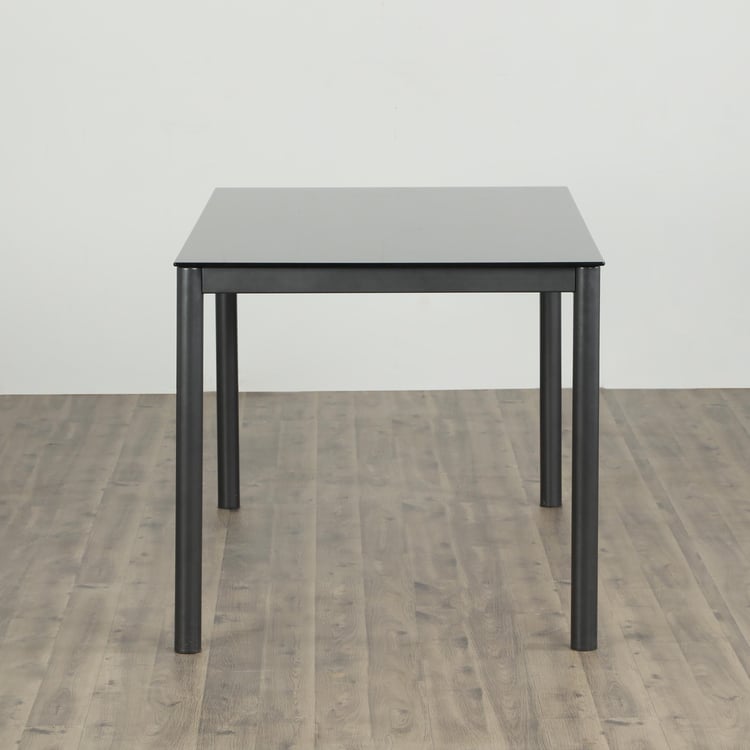 Allen Glass Top 6-Seater Dining Table - Black