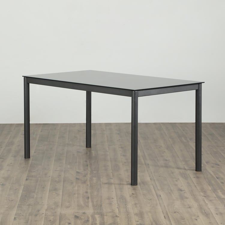Allen Glass Top 6-Seater Dining Table - Black