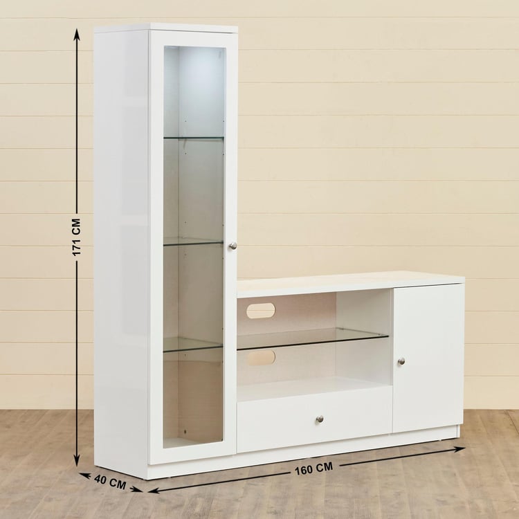 Alps White Engineered Wood Wall TV Unit