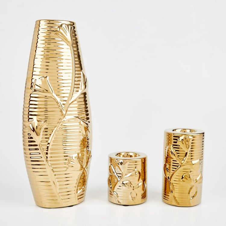 Stellar Set of 3 Porcelain Vase and T-Light Holder