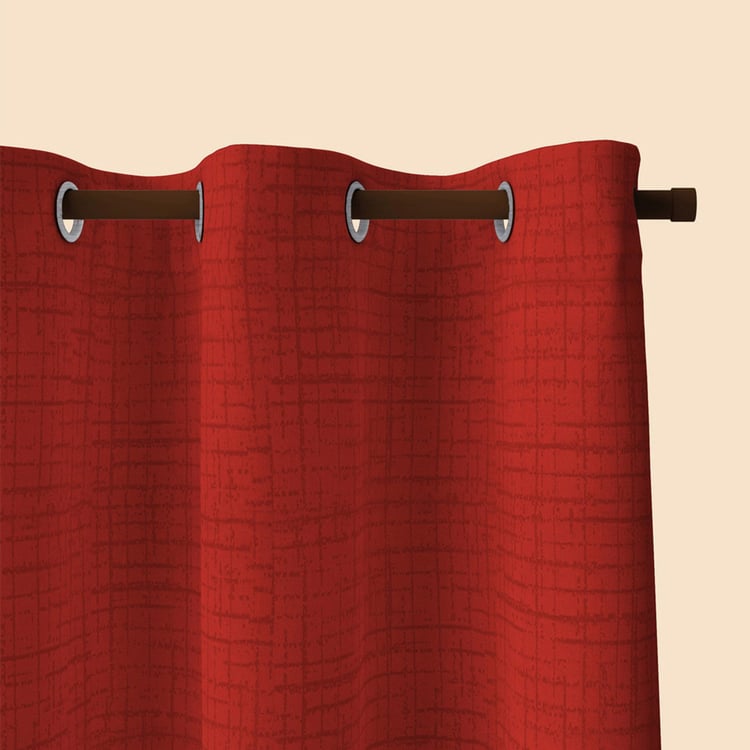 DECO WINDOW Red Printed Semi-Blackout Curtains - 29x24cm