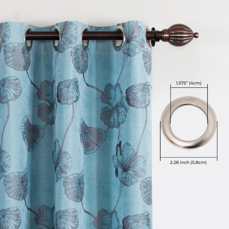 DECO WINDOW Blue Printed Jacquard Blackout Curtain Set - 132x152cm - Set of 2