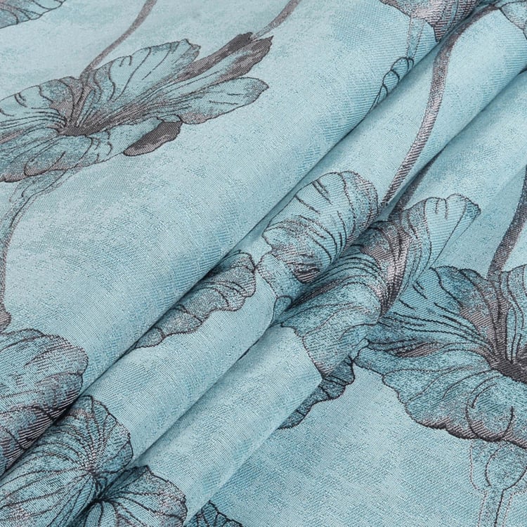 DECO WINDOW Jacquard Multicolour Floral Blackout Door Curtain - 132x152cm - Set of 2
