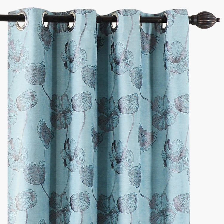 DECO WINDOW Jacquard Multicolour Floral Blackout Door Curtain - 132x152cm - Set of 2