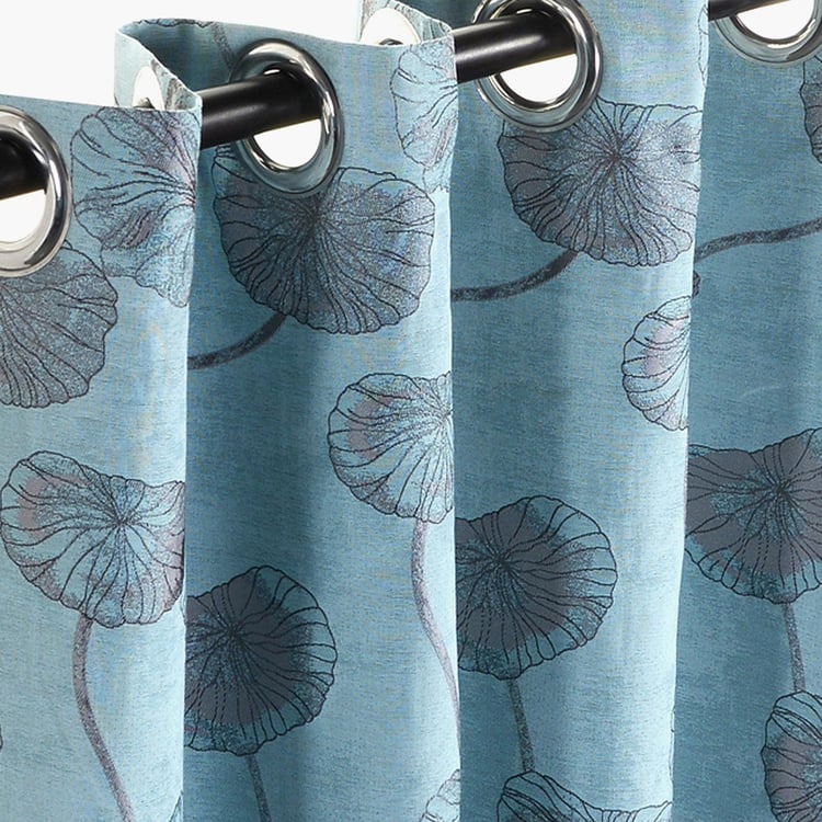 DECO WINDOW Jacquard Multicolour Floral Blackout Door Curtain - 132x152cm - Set of 2