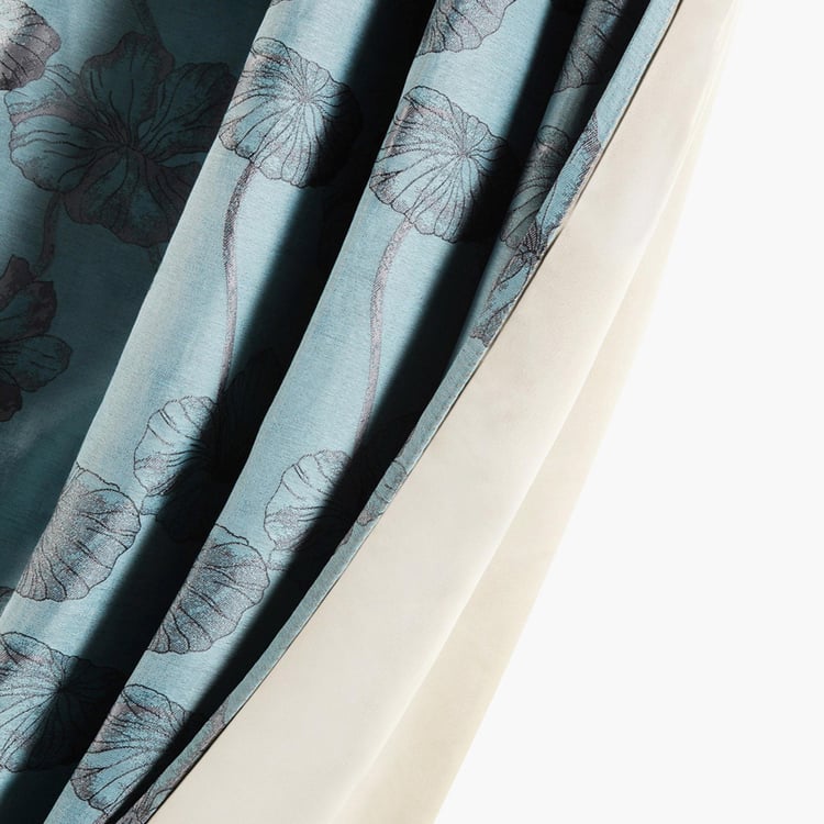 DECO WINDOW Jacquard Multicolour Floral Blackout Door Curtain - 132x152cm - Set of 2