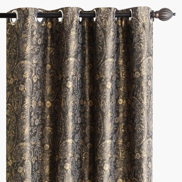 DECO WINDOW Multicolour Jacquard Printed Blackout Window Curtain - 132x152 cm - Set of 2