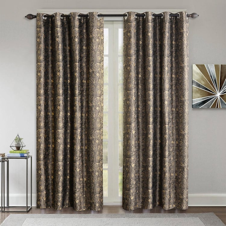 DECO WINDOW Multicolour Printed Jacquard Door Curtain - 228x132cm - Set of 2