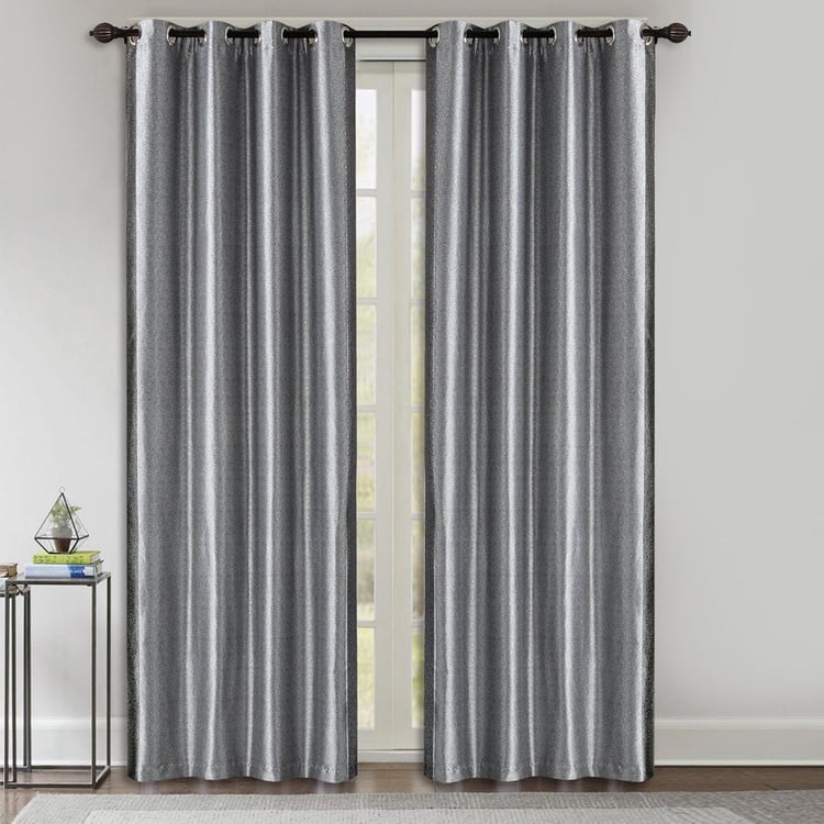 DECO WINDOW Grey Blackout Door Curtain - 274x132cm - Set of 2