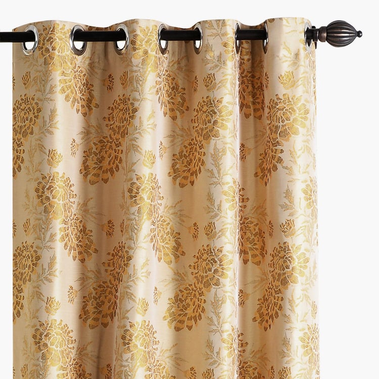 DECO WINDOWS Yellow Printed Blackout Window Curtain - 132x152cm - Set of 2