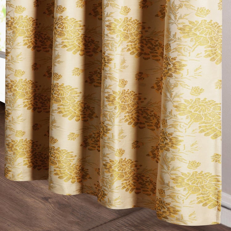 DECO WINDOWS Yellow Printed Blackout Window Curtain - 132x152cm - Set of 2