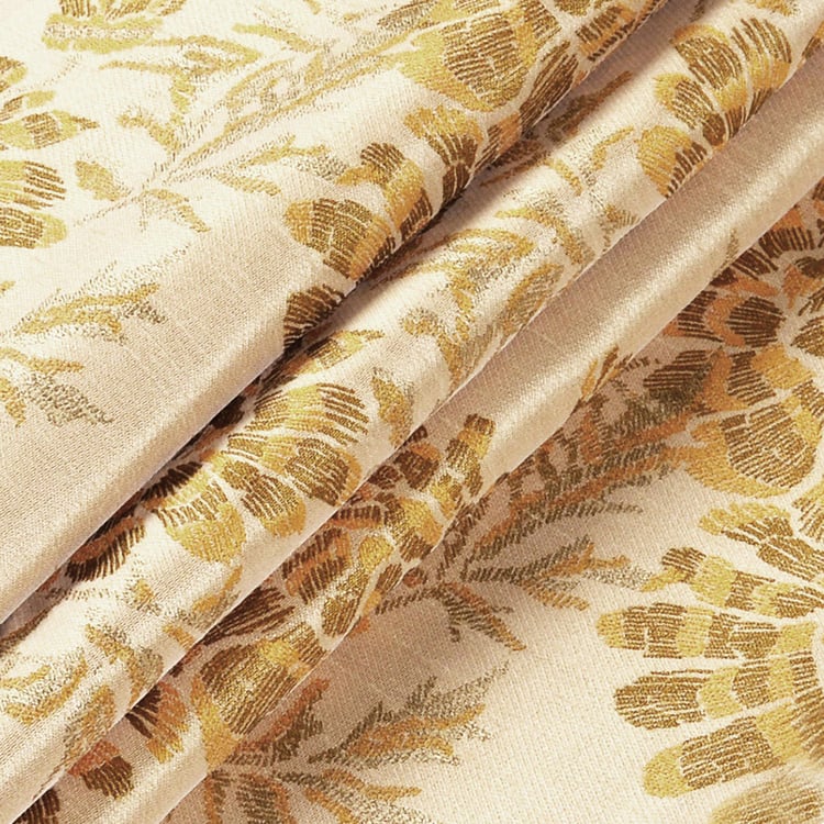 DECO WINDOW Jacquard Yellow Printed Opaque Door Curtain - 228x132cm - Set of 2