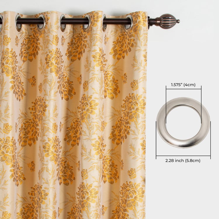 DECO WINDOW Jacquard Yellow Printed Blackout Door Curtain - 132x152 cm - Set of 2