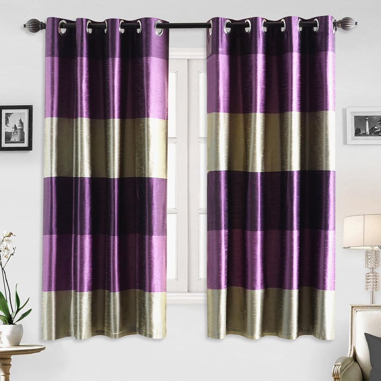 DECO WINDOW I Silk Set Of 2 Colourblock Blackout Window Curtains