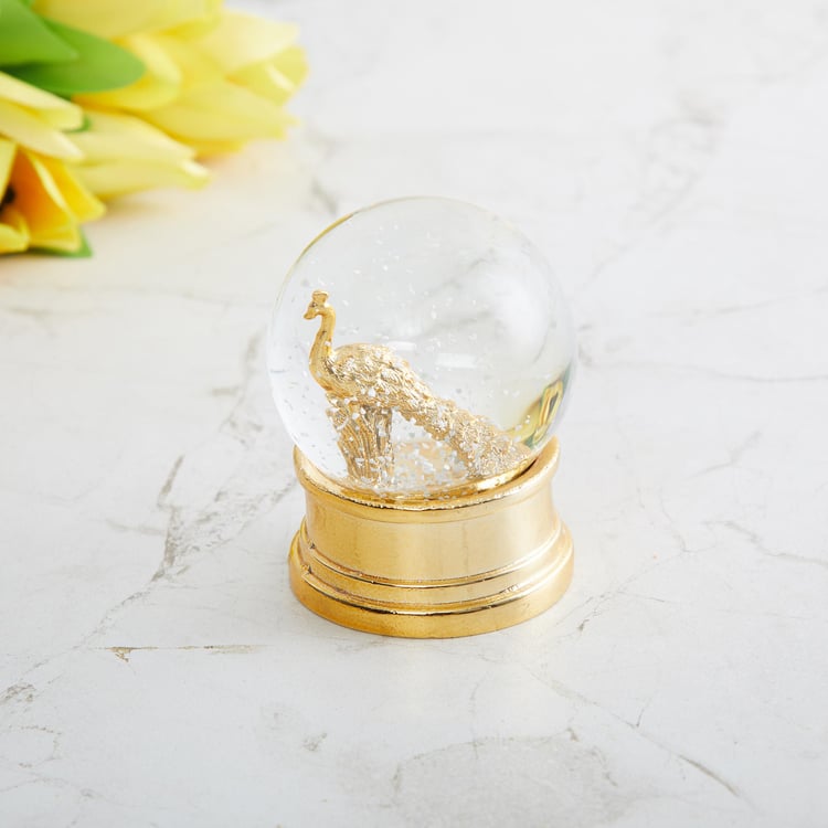 Eternity Gold Peacock in Glass Figurine Polyresin - 7 cm x 8.5 cm