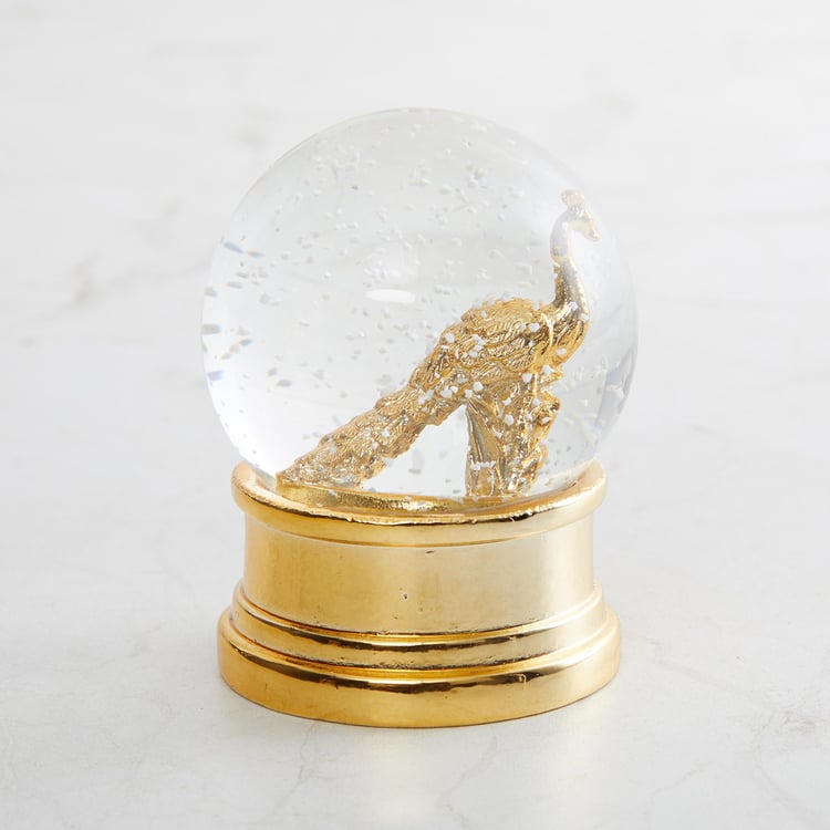 Eternity Gold Peacock in Glass Figurine Polyresin - 7 cm x 8.5 cm