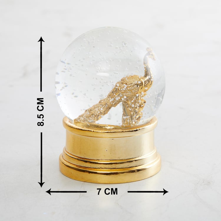 Eternity Gold Peacock in Glass Figurine Polyresin - 7 cm x 8.5 cm