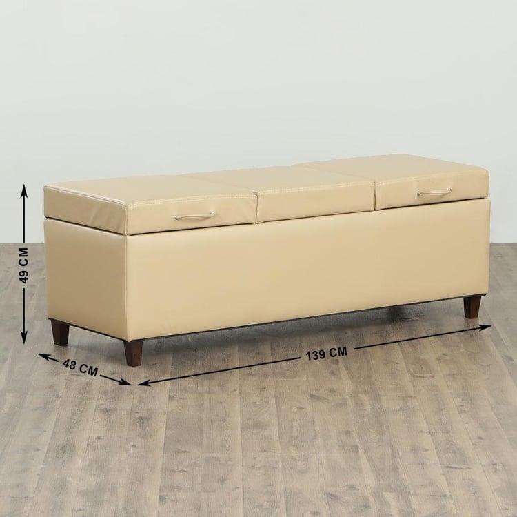 Apex Fabric Bench with Storage - Beige