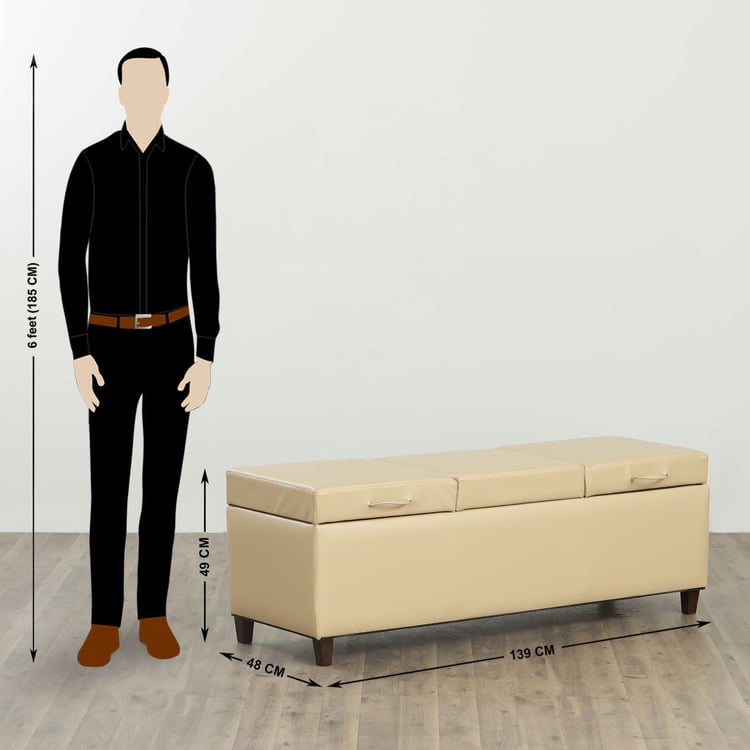 Apex Fabric Bench with Storage - Beige