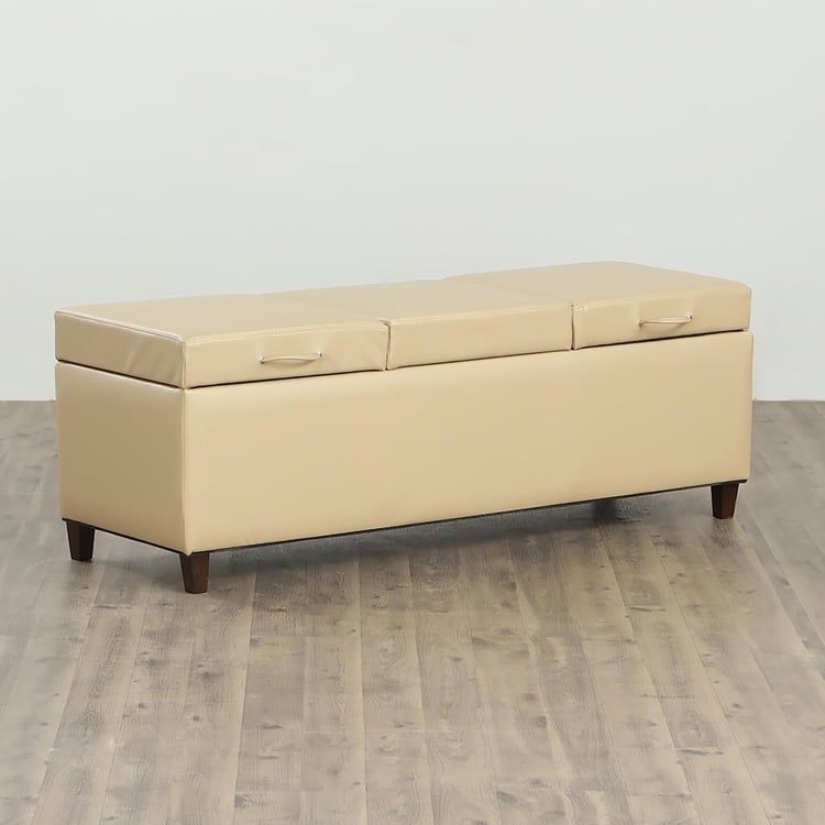 Apex Fabric Bench with Storage - Beige
