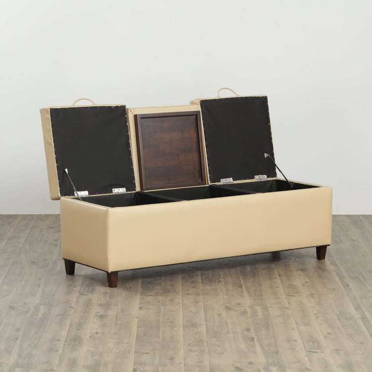 Apex Fabric Bench with Storage - Beige