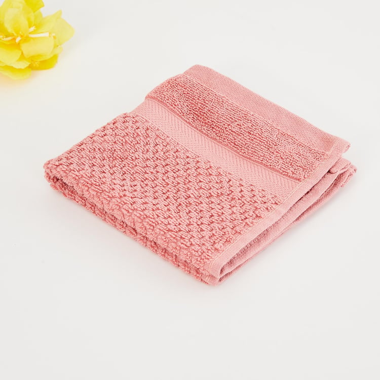 Essence Popcorn Textured Single Pc. Face Towel - 30 cm x 30 cm - Cotton - Peach - 550 GSM