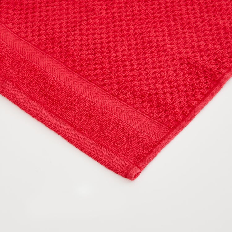 Essence Popcorn Textured Single Pc. Face Towel - 30 cm x 30 cm - Cotton - Red - 550 GSM