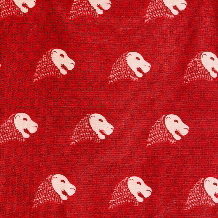 India Inspired Embellished Cushion Covers - Single Pc - 40 cm X 40 cm - Polyester - 40 cmL X 40 cmW - Red