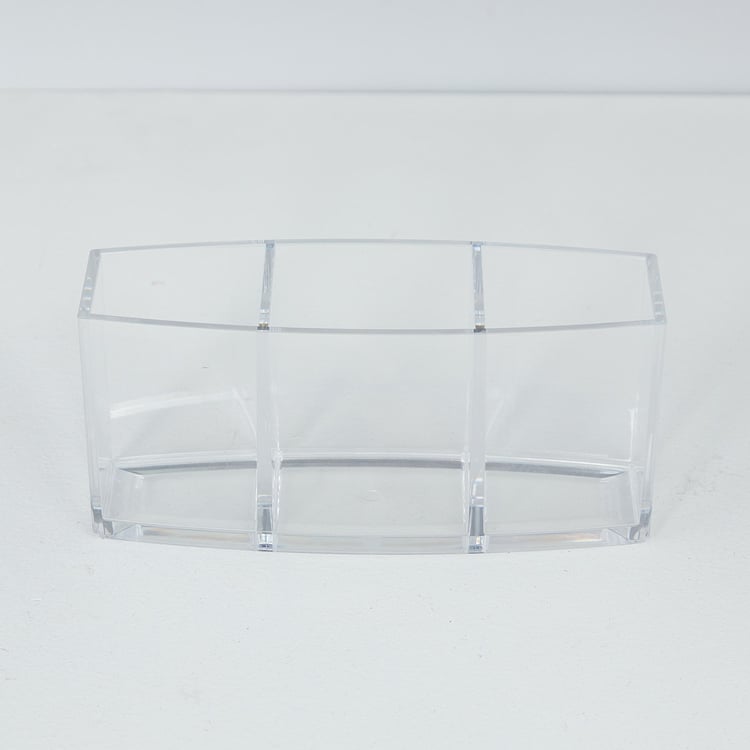 Orion Solid Rectangular Single Pc. Cosmetic and Brush Holder - Poly Resin - Transparent