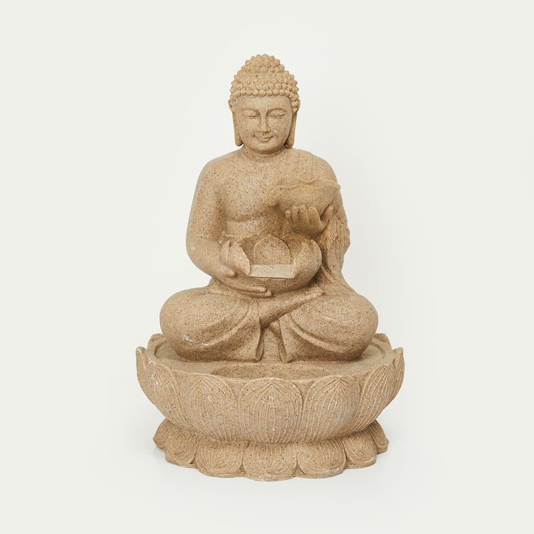 Cascade Beige Polyresin Buddha Fountain - 80x55x43 cm