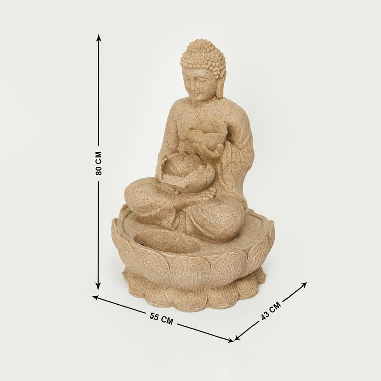 Cascade Beige Polyresin Buddha Fountain - 80x55x43 cm