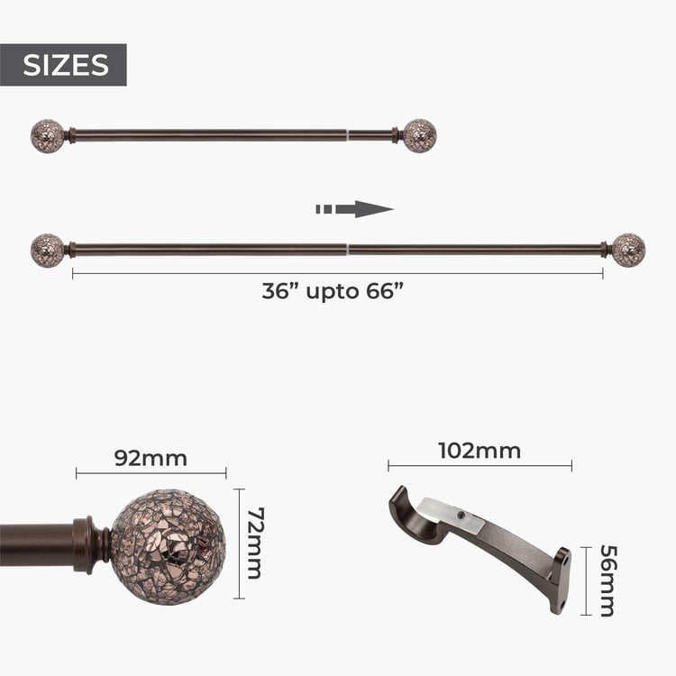 DECO WINDOW Fashion Brown Solid Iron Extendable Iron Rod - 102 cm