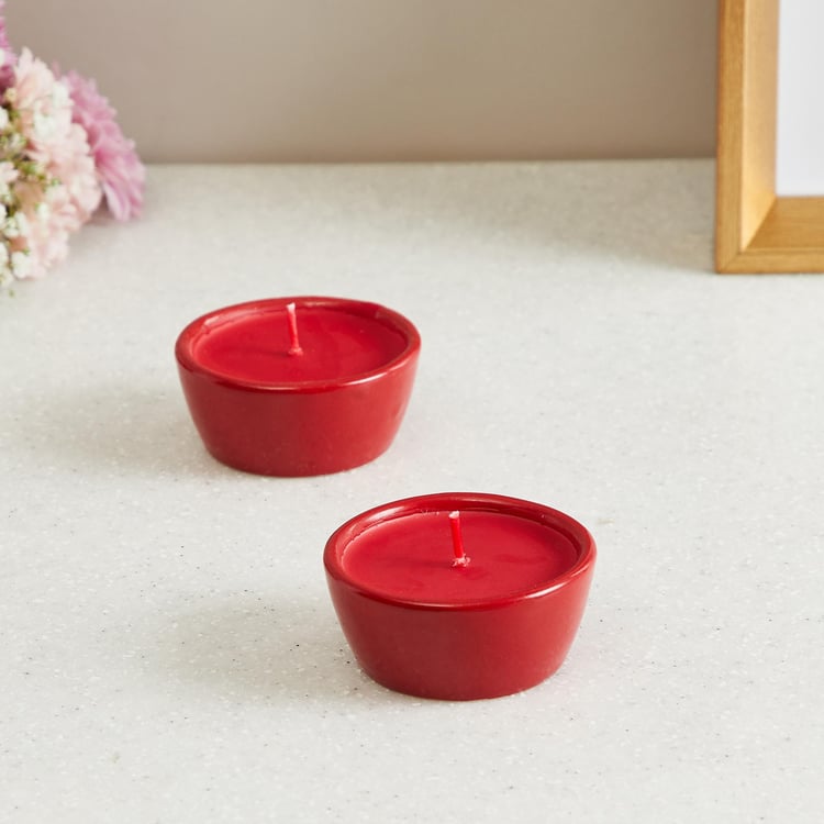 Colour Connect Set of 2 Cranberry Diya Candle