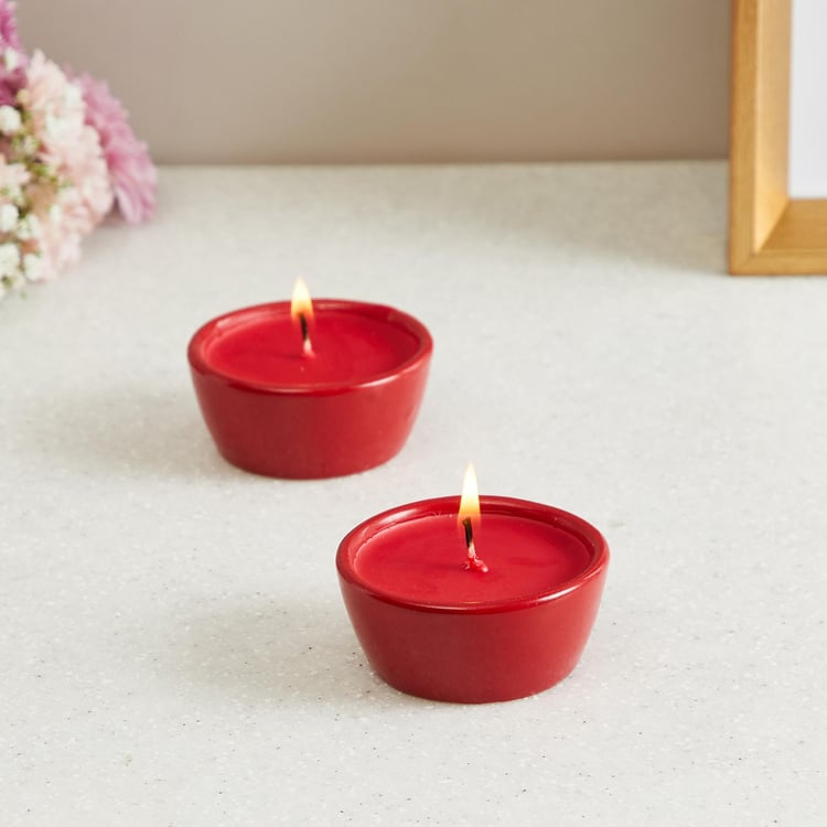 Colour Connect Set of 2 Cranberry Diya Candle