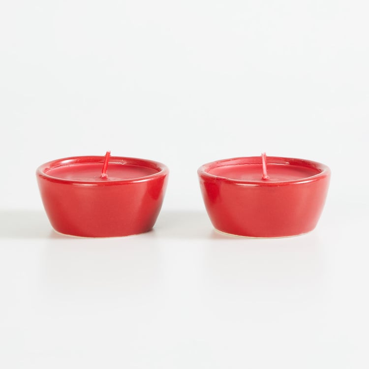 Colour Connect Set of 2 Cranberry Diya Candle