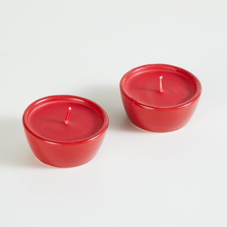 Colour Connect Set of 2 Cranberry Diya Candle