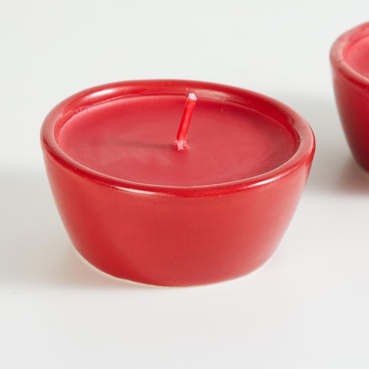 Colour Connect Set of 2 Cranberry Diya Candle