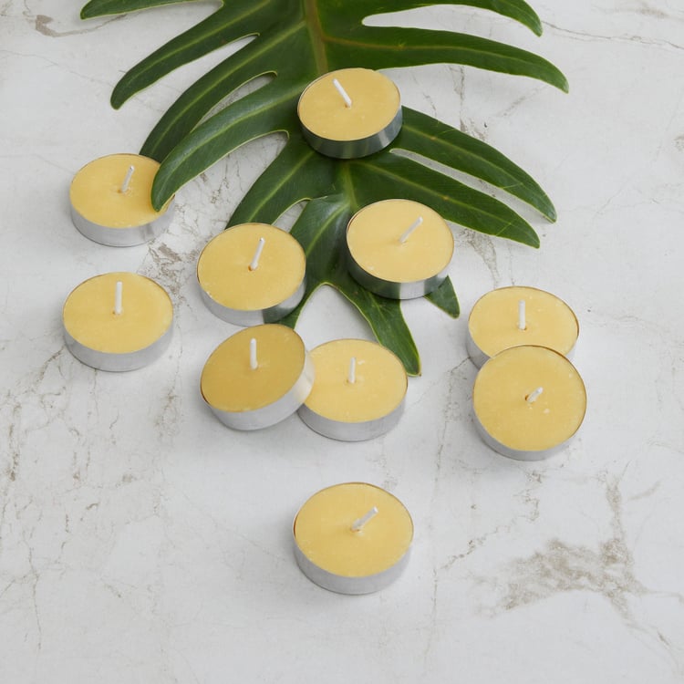 Colour Connect Set of 10 Lemongrass Scented T-Light Candles