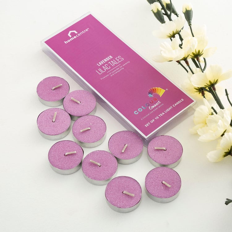 Colour Connect Set of 10 Lavender Scented T-Light Candles
