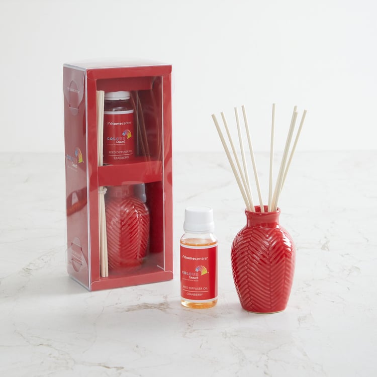 Colour Connect Ceramic Cranberry Reed Diffuser Set