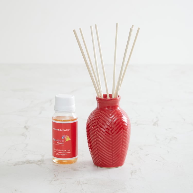 Colour Connect Ceramic Cranberry Reed Diffuser Set