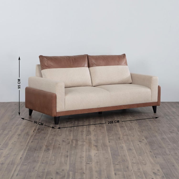 Antonio Fabric 3-Seater Sofa - Beige