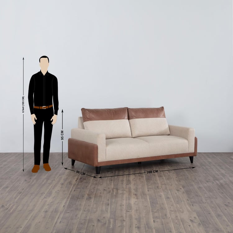 Antonio Fabric 3-Seater Sofa - Beige