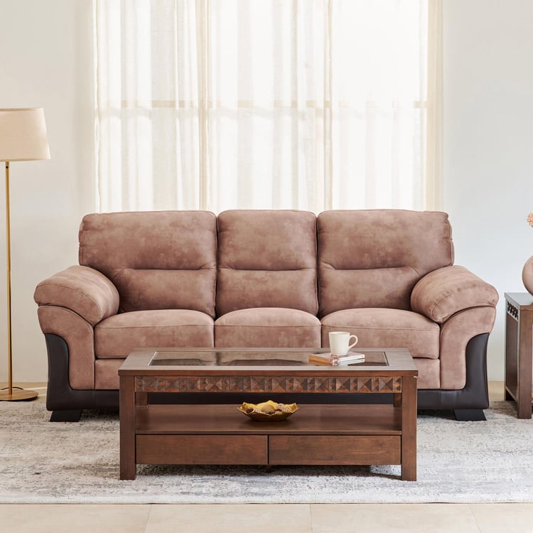 Aries Fabric 3-Seater Sofa - Brown