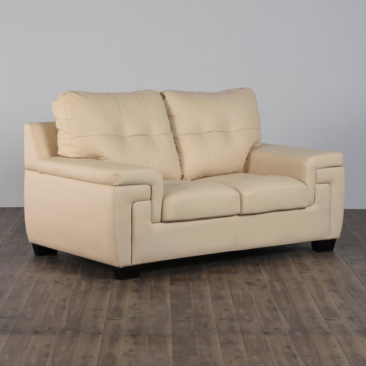 Kassel Faux Leather 2-Seater Sofa - Beige